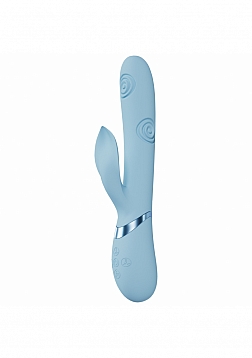 VIVE - Fronda - Rechargeable Triple Motor - G-Spot VIbrating and Tapping Leaf Clit Stimulator - Blue