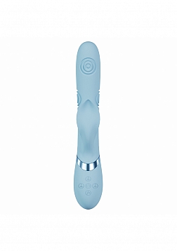 VIVE - Fronda - Rechargeable Triple Motor - G-Spot VIbrating and Tapping Leaf Clit Stimulator - Blue