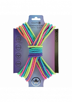 Ouch! Bondage Rope - 10 Meter - Nylon - Multicolor Bright