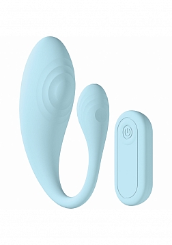 Loveline - Wave C-shape Vibe - 10 Function - Vibrating - Waterproof - Remote - Blue