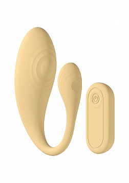Loveline - Wave C-shape Vibe - 10 Function - Vibrating - Waterproof - Remote - Yellow