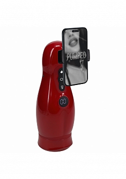 PUMPED - Virtuo - Masturbator - 10 Function - Suction - Vibration - Phone Attachment -  Metallic Red