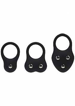 LEVELZ - Silicone Training Cock Ring Set of 3 (S, M, L) - Black