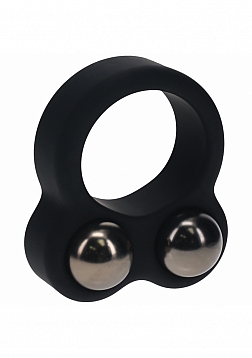 LEVELZ - Liquid Silicone Double Weighted Ball Cock Ring - Black