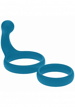 LEVELZ - Silicone Double Cock Ring with Anal Stimulator - Teal