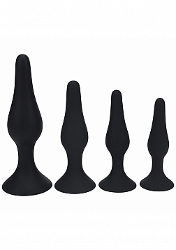LEVELZ - Slim Silicone Anal Plug Kit of 4 (S,M,L,XL) - Black