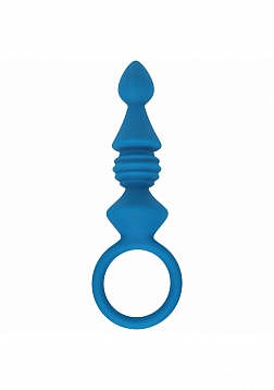 LEVELZ - Ribbed Silicone Anal Probe with Loop - Teal