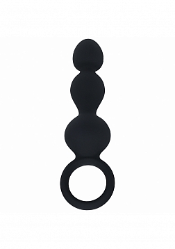 LEVELZ - Beaded Silicone Anal Probe with Loop - Black