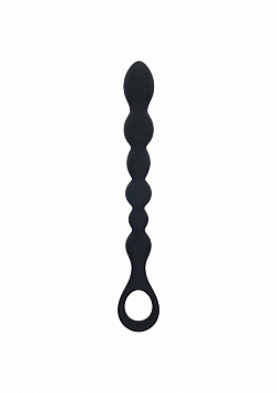 LEVELZ - Beaded Snake Silicone Anal Probe with Loop - Black