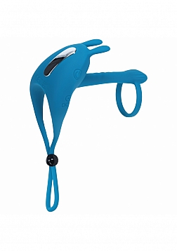 LEVELZ - Adjustable Bunny Vibrating Silicone Lasso Cock Ring & Shaft loop - Teal