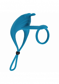LEVELZ - Adjustable Bunny Vibrating Silicone Lasso Cock Ring & Shaft loop - Teal