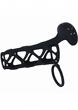 LEVELZ - Vibrating Cage Silicone Cock Sleeve & Ball Ring - Black