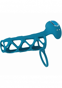 LEVELZ - Vibrating Cage Silicone Cock Sleeve & Ball Ring - Teal
