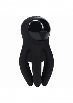 LEVELZ - Digital Vibrating Silicone Penis Head Stimulator with Tentacles - Black