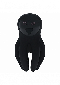 LEVELZ - Digital Vibrating Silicone Penis Head Stimulator with Tentacles - Black
