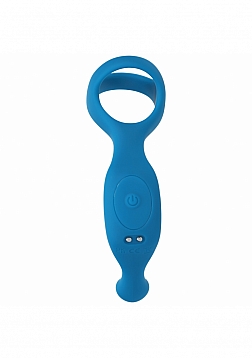 LEVELZ - Vibrating  Silicone Prostate Stimulator with Tri O Cock Ring - Teal