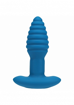 LEVELZ - Remote Control Vibrating & Rotating Ribbed Silicone Anal Plug - Teal