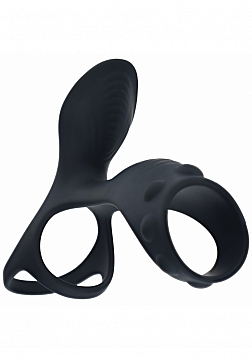 LEVELZ - Vibrating Silicone Cock & Ball Ring with Shaft Loop - Black