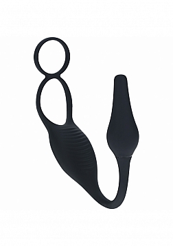 LEVELZ - Vibrating Silicone Prostate Stimulator with Cock & Ball Ring - Black