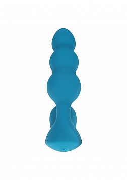 LEVELZ - Dual Motor Remote Control Beaded Vibrating Liquid Silicone Prostate Stimulator  - Teal