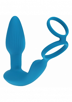 LEVELZ - Dual Vibrating Remote Control & Rotating Beads Silicone Prostate Stimulator with Cock & Bal