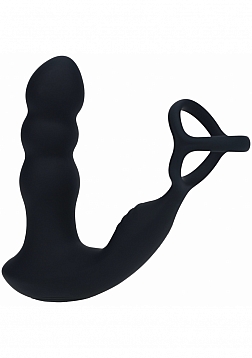 LEVELZ - Dual Vibrating Remote Control & Rotating Head Silicone Prostate Stimulator with Cock & Ball