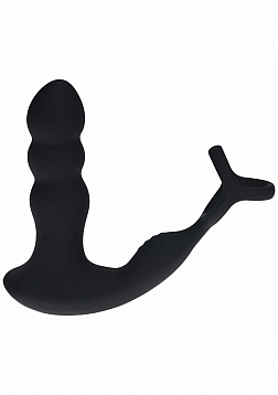 LEVELZ - Dual Vibrating Remote Control & Rotating Head Silicone Prostate Stimulator with Cock & Ball