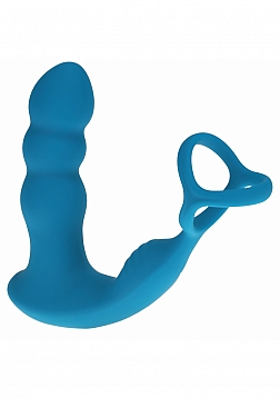 LEVELZ - Dual Vibrating Remote Control & Rotating Head Silicone Prostate Stimulator with Cock & Ball