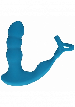 LEVELZ - Dual Vibrating Remote Control & Rotating Head Silicone Prostate Stimulator with Cock & Ball