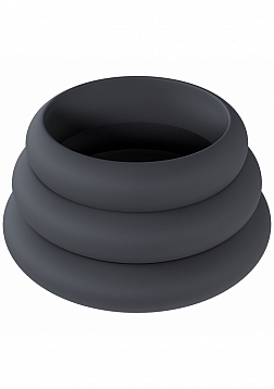 LEVELZ - Wide O Silicone Cock Ring Set of 3 (42mm, 50mm, 55mm) - Black