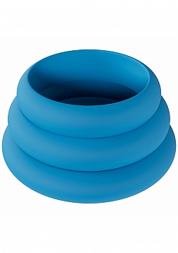 LEVELZ - Wide O Silicone Cock Ring Set of 3 (42mm, 50mm, 55mm) - Teal