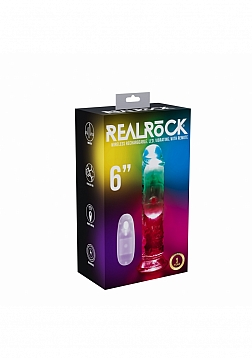 RealRock - Wireless Rechargeable - Remote Control - LED - Vibrating - Regular Straight No Balls 6\