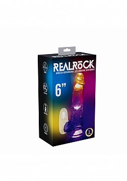 RealRock - Wireless Rechargeable - Remote Control - LED - Vibrating - Regular Straight with Balls 6\
