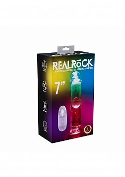 RealRock - Wireless Rechargeable - Remote Control - LED - Vibrating - Regular Straight No Balls 7\