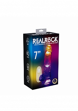 RealRock - Wireless Rechargeable - Remote Control - LED - Vibrating - Regular Straight with Balls 7\