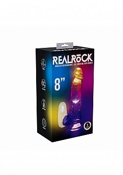 RealRock - Wireless Rechargeable - Remote Control - LED - Vibrating - Regular Straight with Balls 8\
