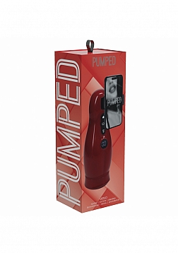 PUMPED - Virtuo - Masturbator - 10 Function - Suction - Vibration - Phone Attachment -  Metallic Red
