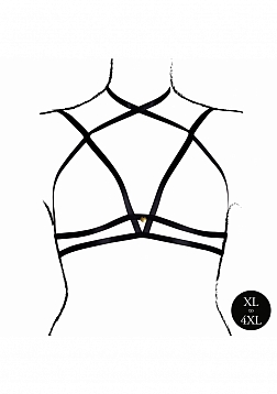 Open Cup Triangle Bra with Neck Strap and Adjustable Sliders - Plus Size - Black