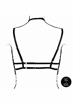 Open Cup Triangle Bra with Neck Strap and Adjustable Sliders - Plus Size - Black