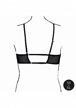 Keyhole Mesh Bra with Double Back Straps and Adjustable Sliders - One Size - Black