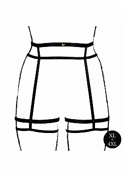 Double Strap Garter Belt with Adjustable Sliders - Plus Size - Black