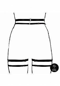 Double Strap Garter Belt with Adjustable Sliders - Plus Size - Black