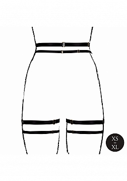 Double Strap Garter Belt with Adjustable Sliders - One Size - Black