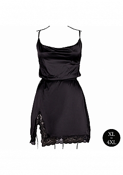 Wireless Lace Bodysuit with Adjustable Sliders - Plus Size - Black