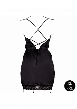 Wireless Lace Bodysuit with Adjustable Sliders - Plus Size - Black