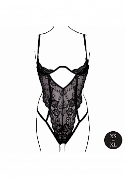 Open Back Silk Dress with Criss Cross Details and Slit - One Size - Black