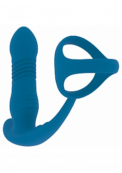 LEVELZ - Vibrating & Thrusting Silicone Prostate Massager with Tri O Cock Ring - Teal