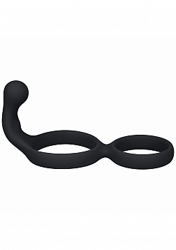 LEVELZ - Silicone Double Cock Ring with Anal Stimulator - Black