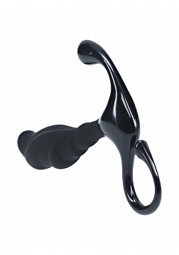 LEVELZ - Rippled with Hard Loop Silicone Prostate Massager - M - Black