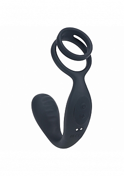 LEVELZ - Vibrating Silicone Prostate Stimulator with Cock & Ball Ring - Black